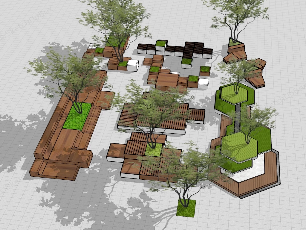 Outdoor Public Space Seating sketchup model preview - SketchupBox