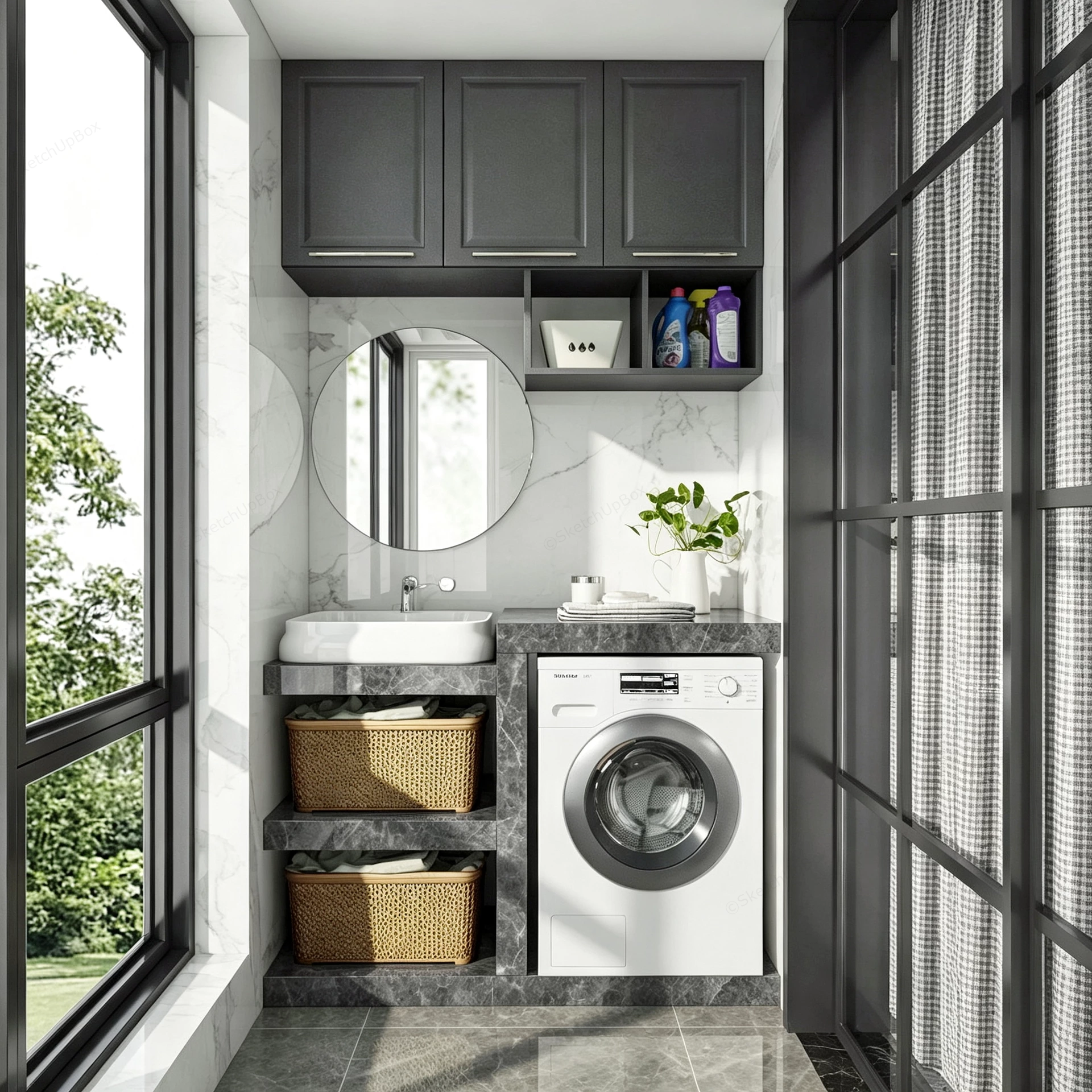Apartment Balcony Laundry Idea sketchup model preview - SketchupBox