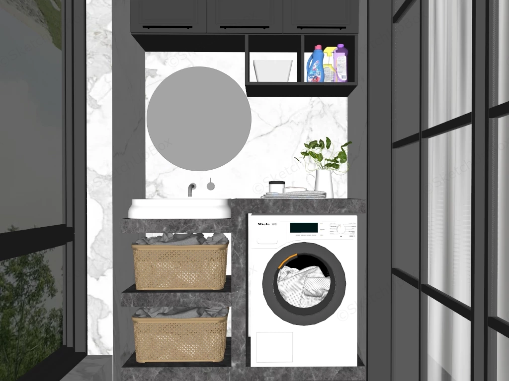 Apartment Balcony Laundry Idea sketchup model preview - SketchupBox