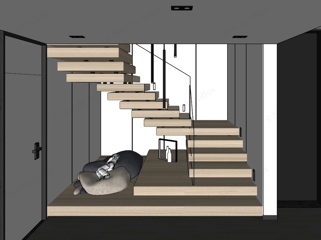 Modern Wooden Stairs Design sketchup model preview - SketchupBox