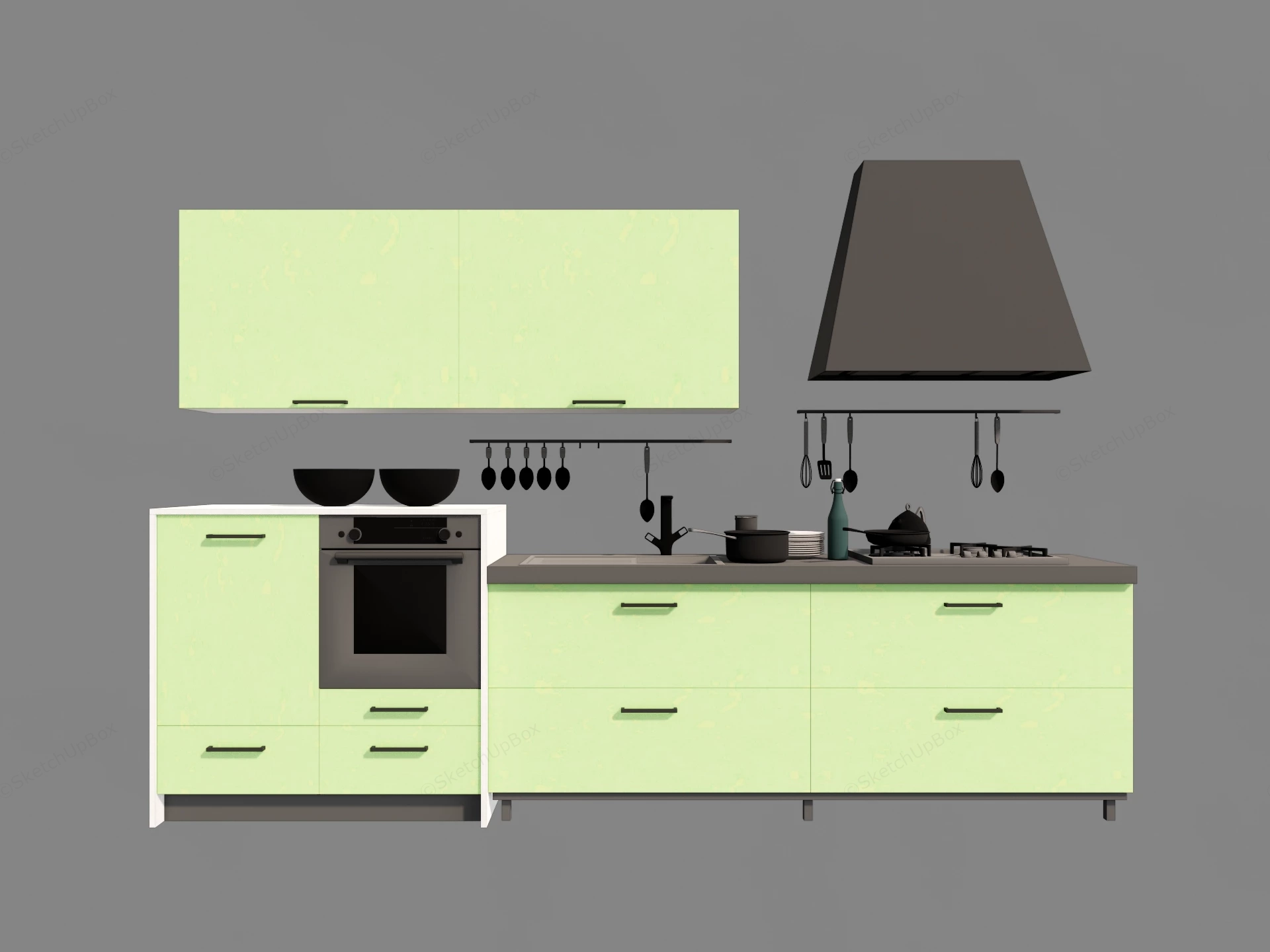 Light Green Kitchen Cabinets sketchup model preview - SketchupBox