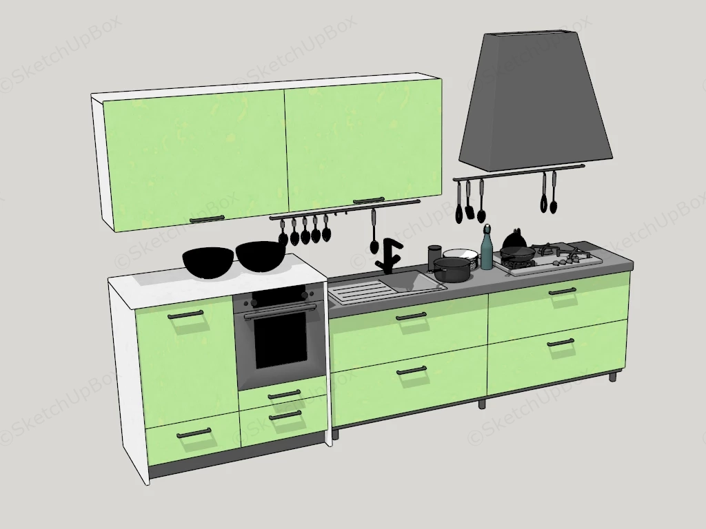 Light Green Kitchen Cabinets sketchup model preview - SketchupBox