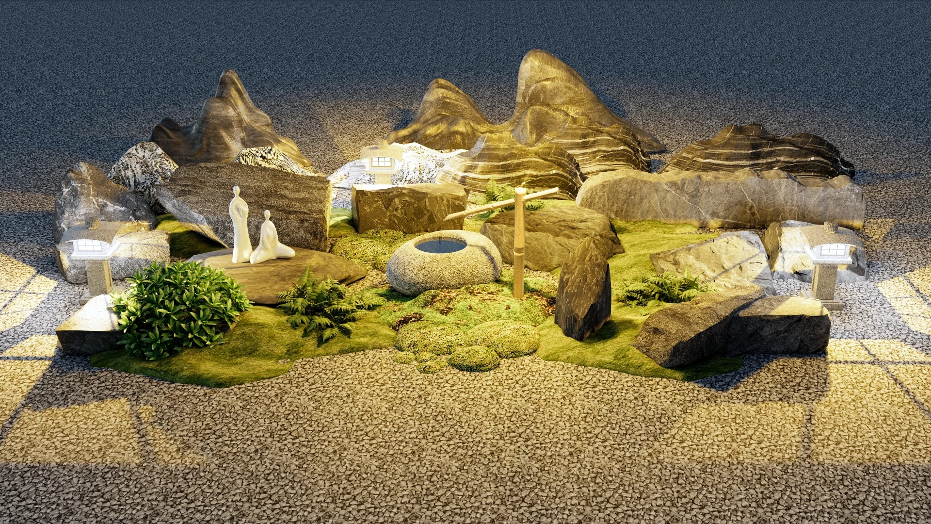 Zen Rock Garden Design sketchup model preview - SketchupBox