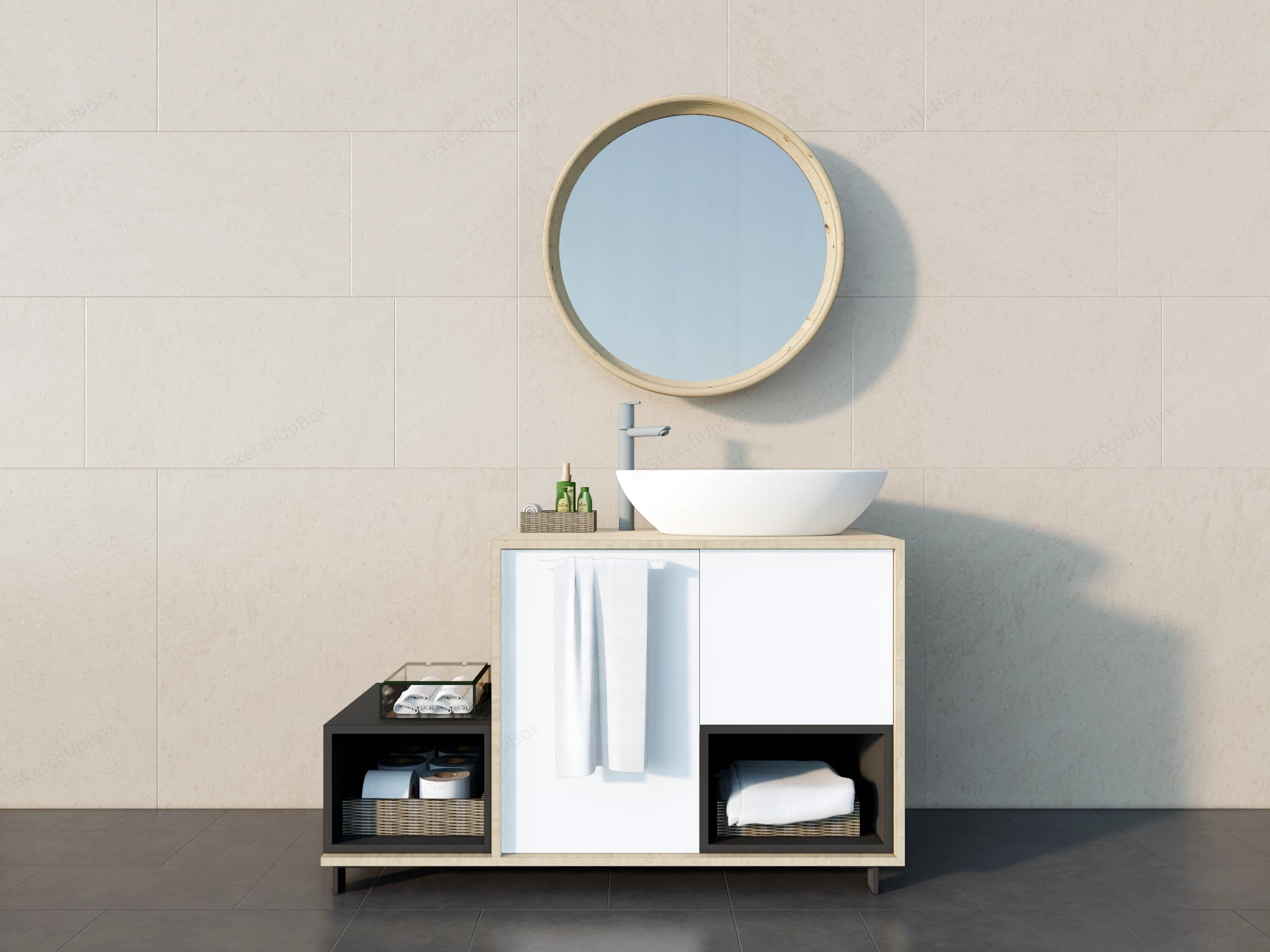 Single Sink Bathroom Vanity sketchup model preview - SketchupBox