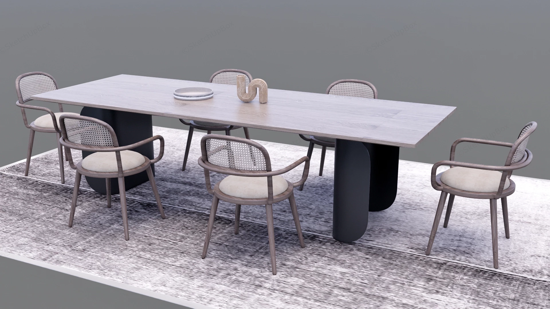 7 Piece Dining Table Set sketchup model preview - SketchupBox