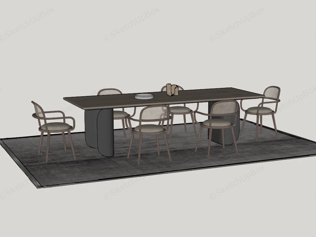 7 Piece Dining Table Set sketchup model preview - SketchupBox