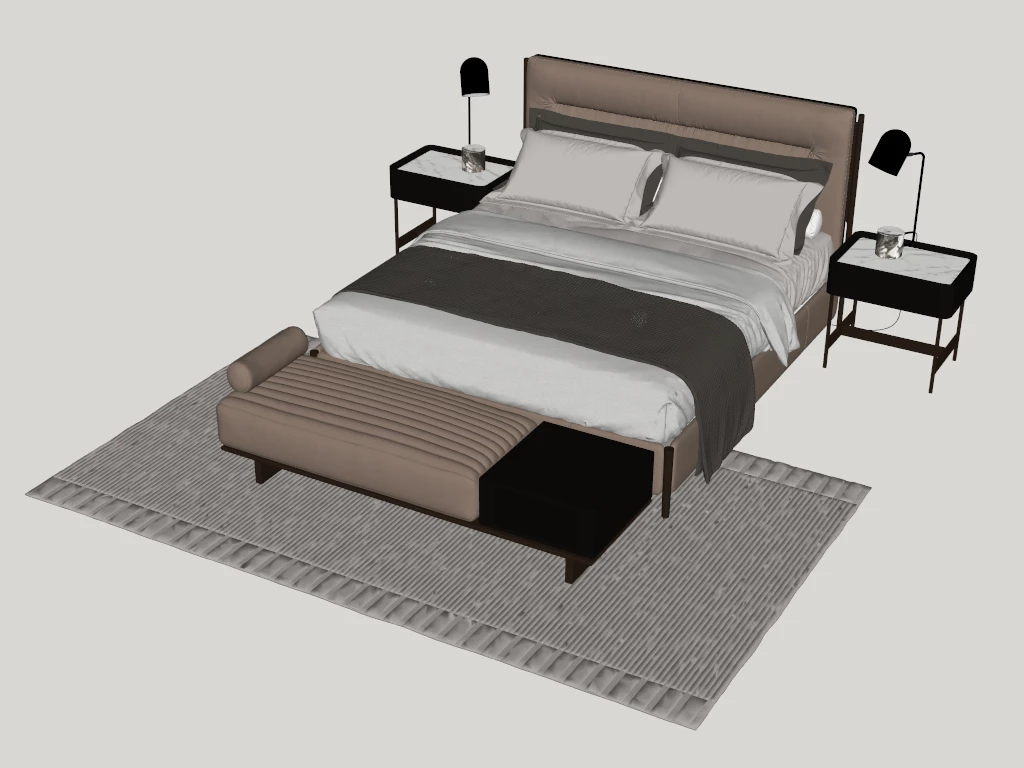 4 Piece Bedroom Set sketchup model preview - SketchupBox