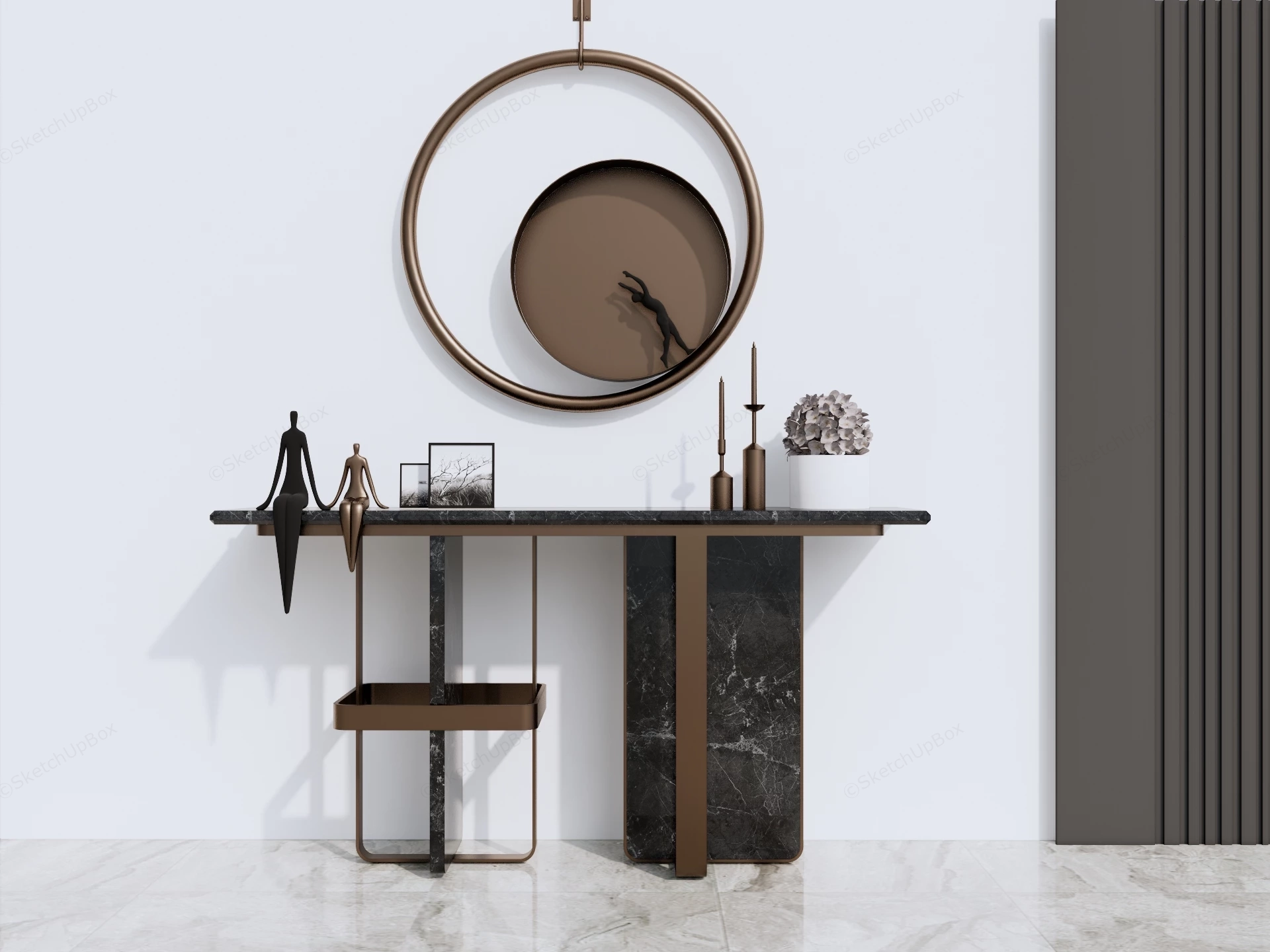 Metal And Marble Console Table sketchup model preview - SketchupBox