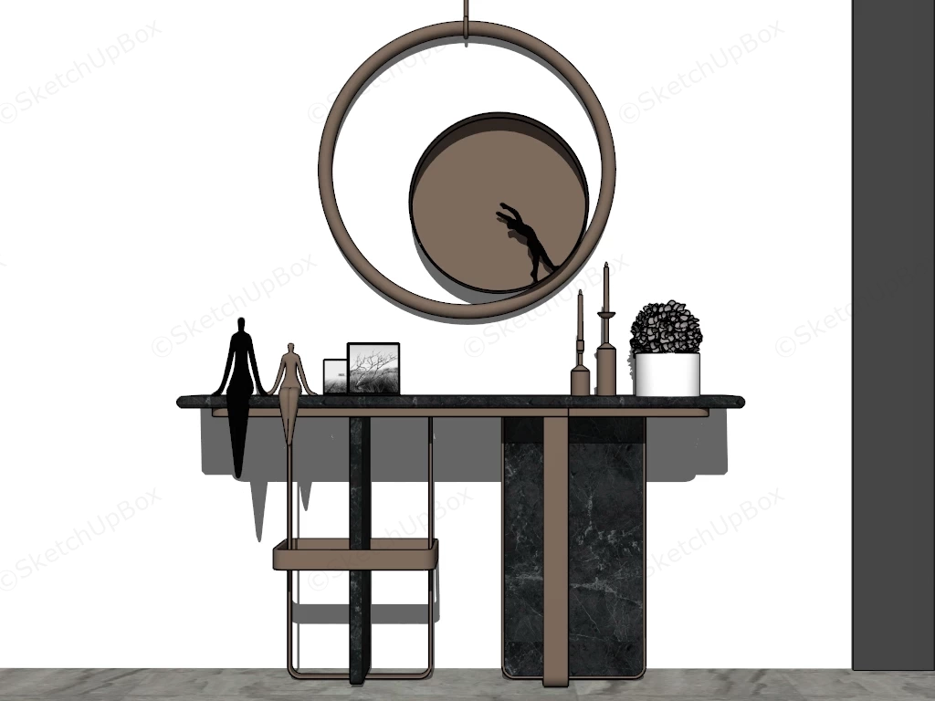 Metal And Marble Console Table sketchup model preview - SketchupBox