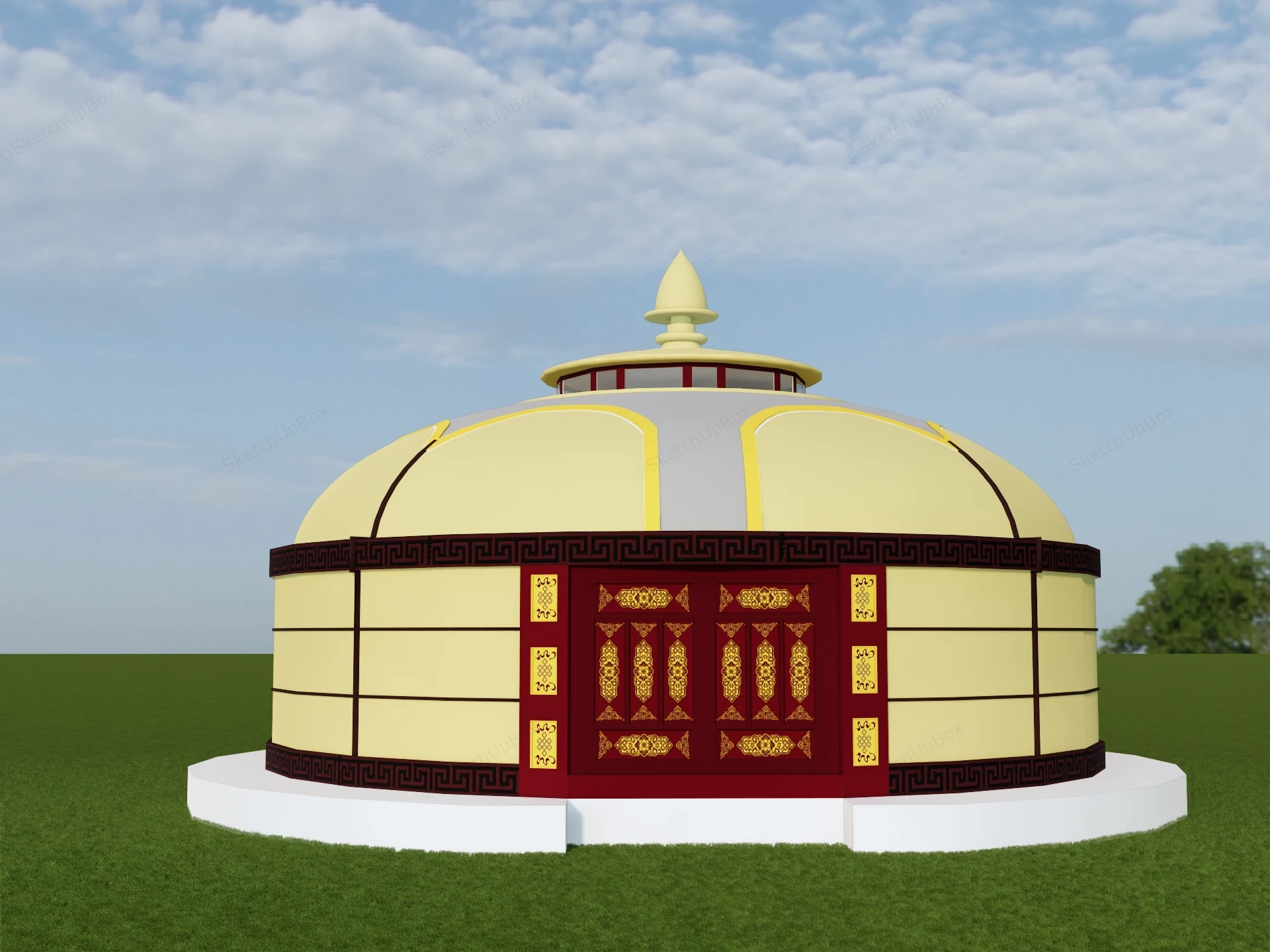 Traditional Mongolian Yurt sketchup model preview - SketchupBox
