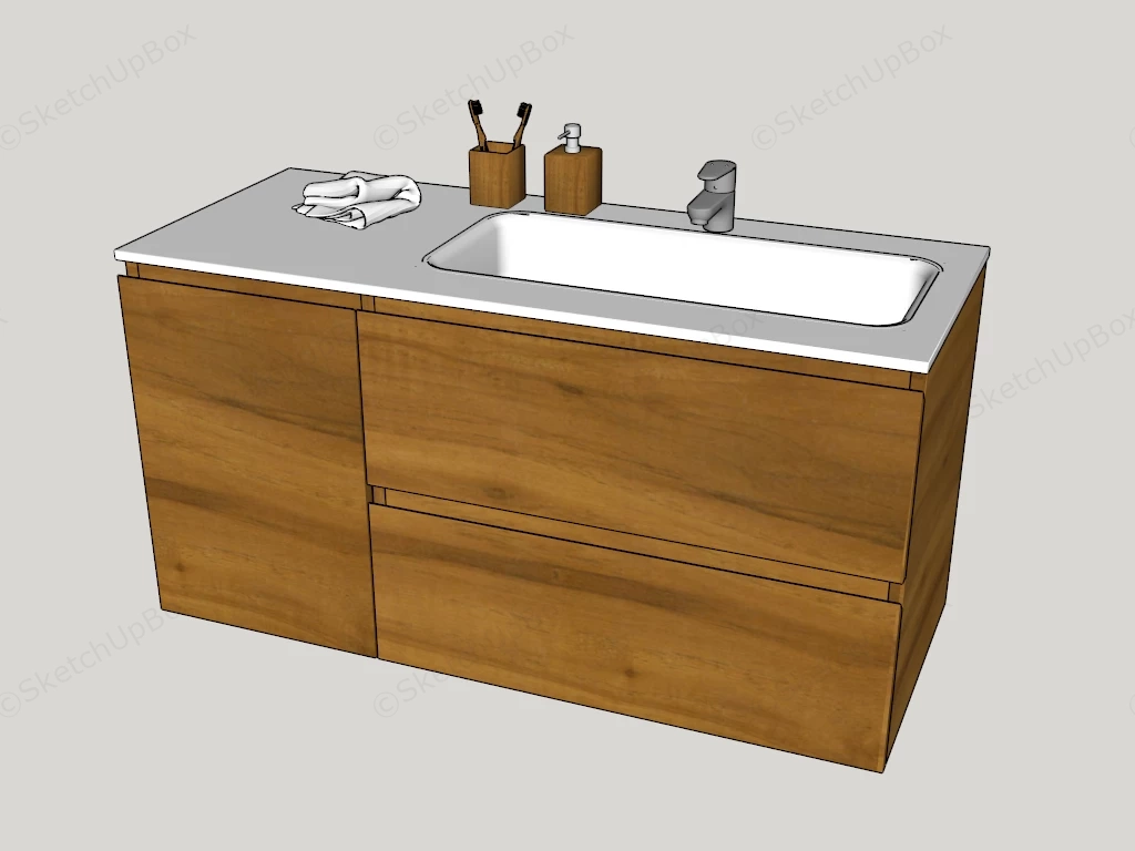Single Sink Bathroom Vanity Cabinet sketchup model preview - SketchupBox