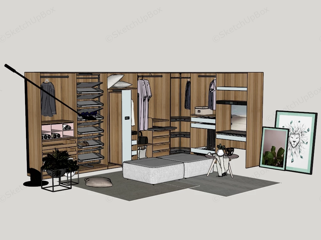 Dressing Room Wardrobe Design sketchup model preview - SketchupBox