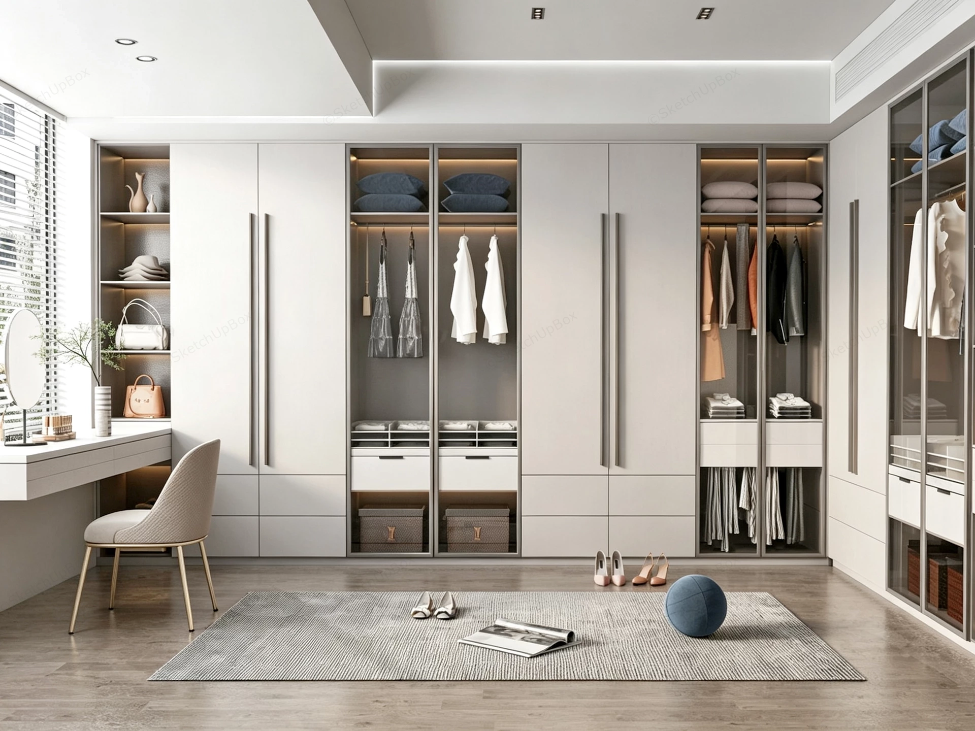 Dressing Room Closet Design Plan sketchup model preview - SketchupBox