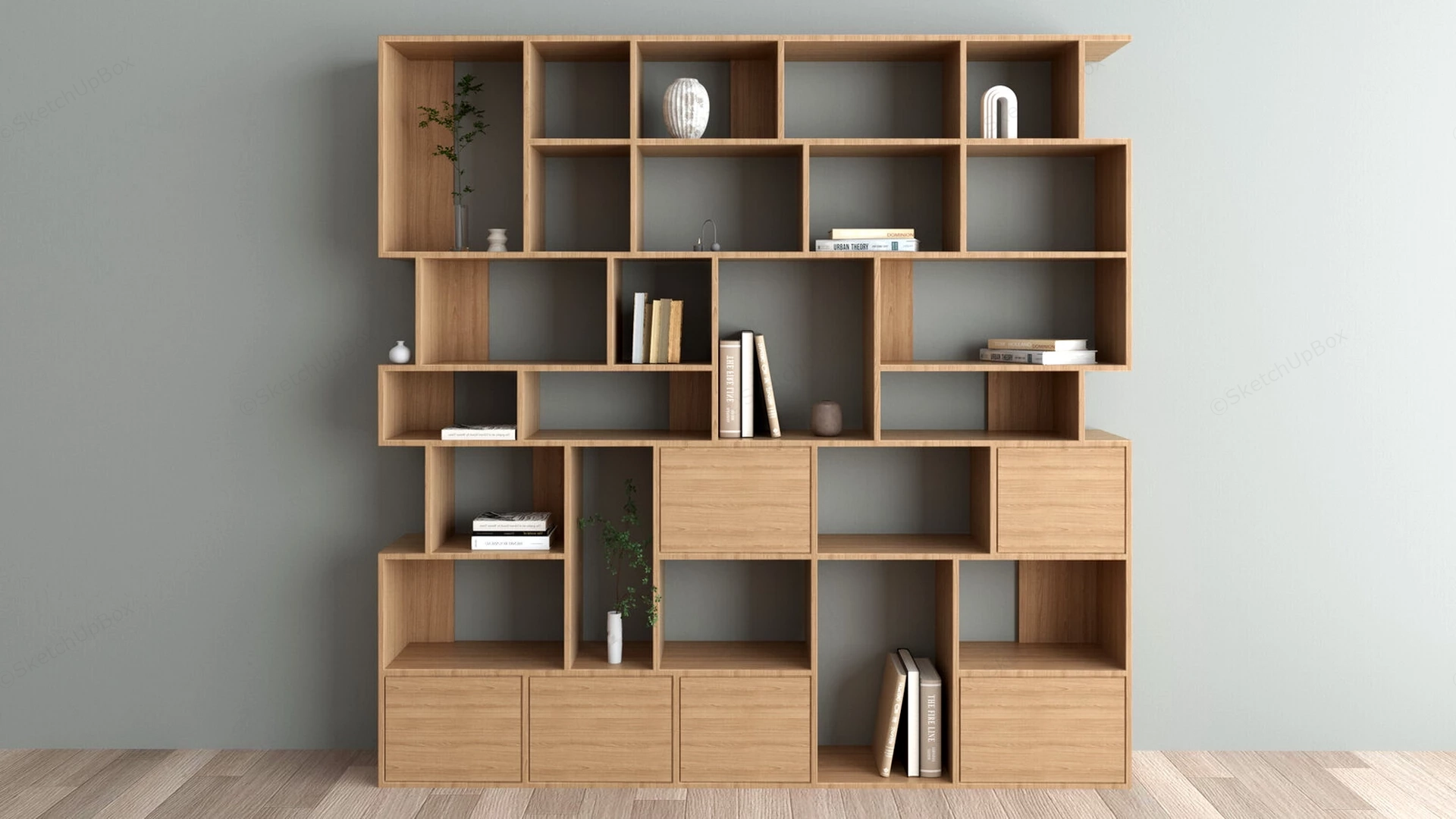 Modern Wood Bookcase sketchup model preview - SketchupBox