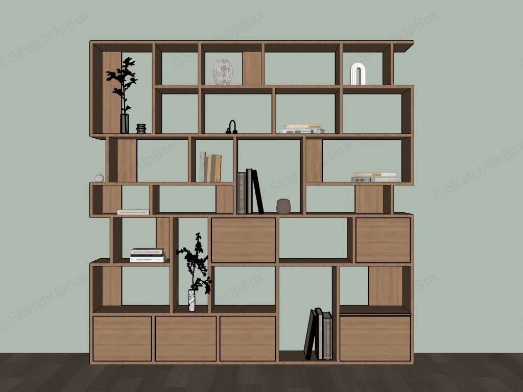 Modern Wood Bookcase sketchup model preview - SketchupBox