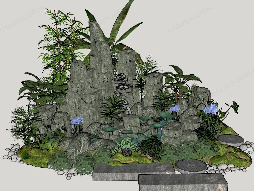 Unique Rock Garden Idea sketchup model preview - SketchupBox