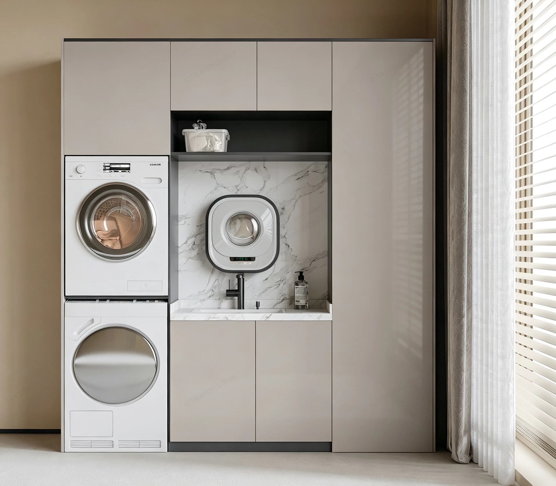 Modern Laundry Cabinet Design sketchup model preview - SketchupBox