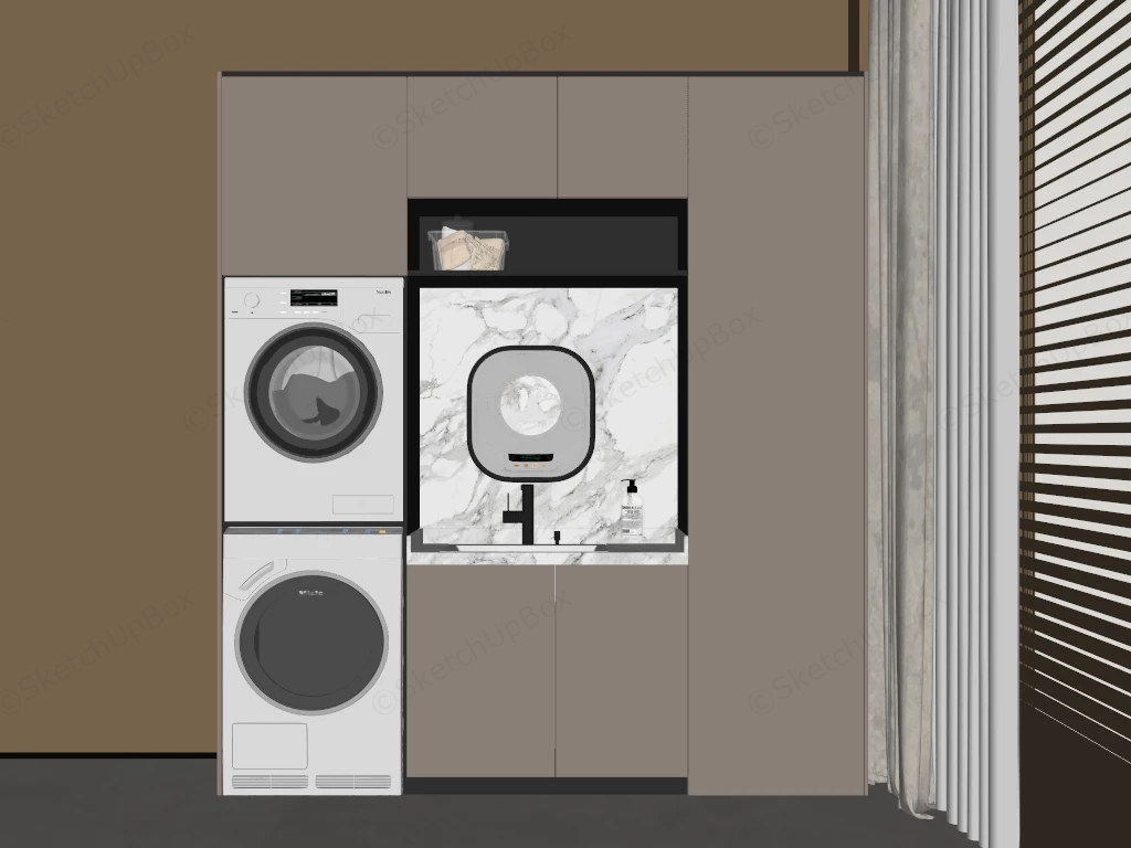Modern Laundry Cabinet Design sketchup model preview - SketchupBox