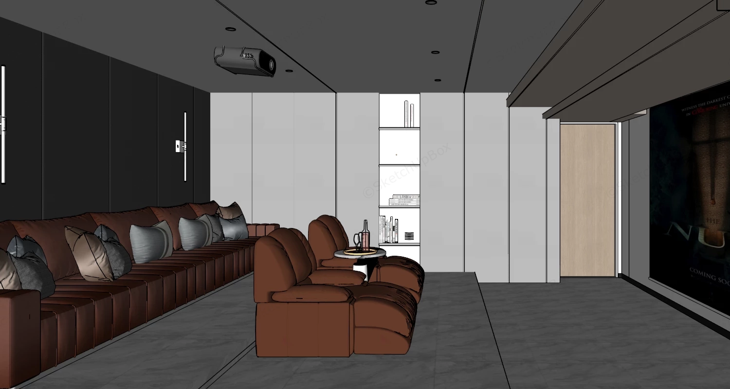 Luxury Home Theater Design sketchup model preview - SketchupBox