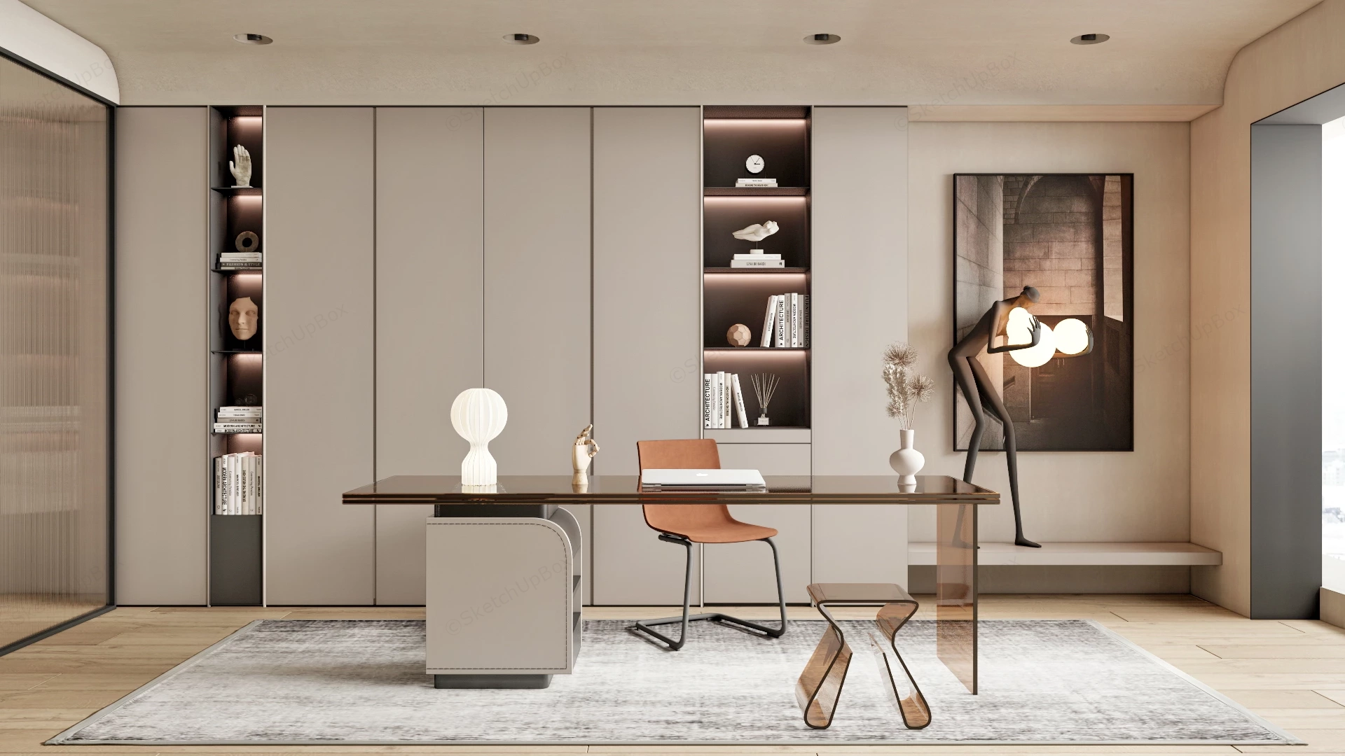 Modern Luxury Home Office Design sketchup model preview - SketchupBox