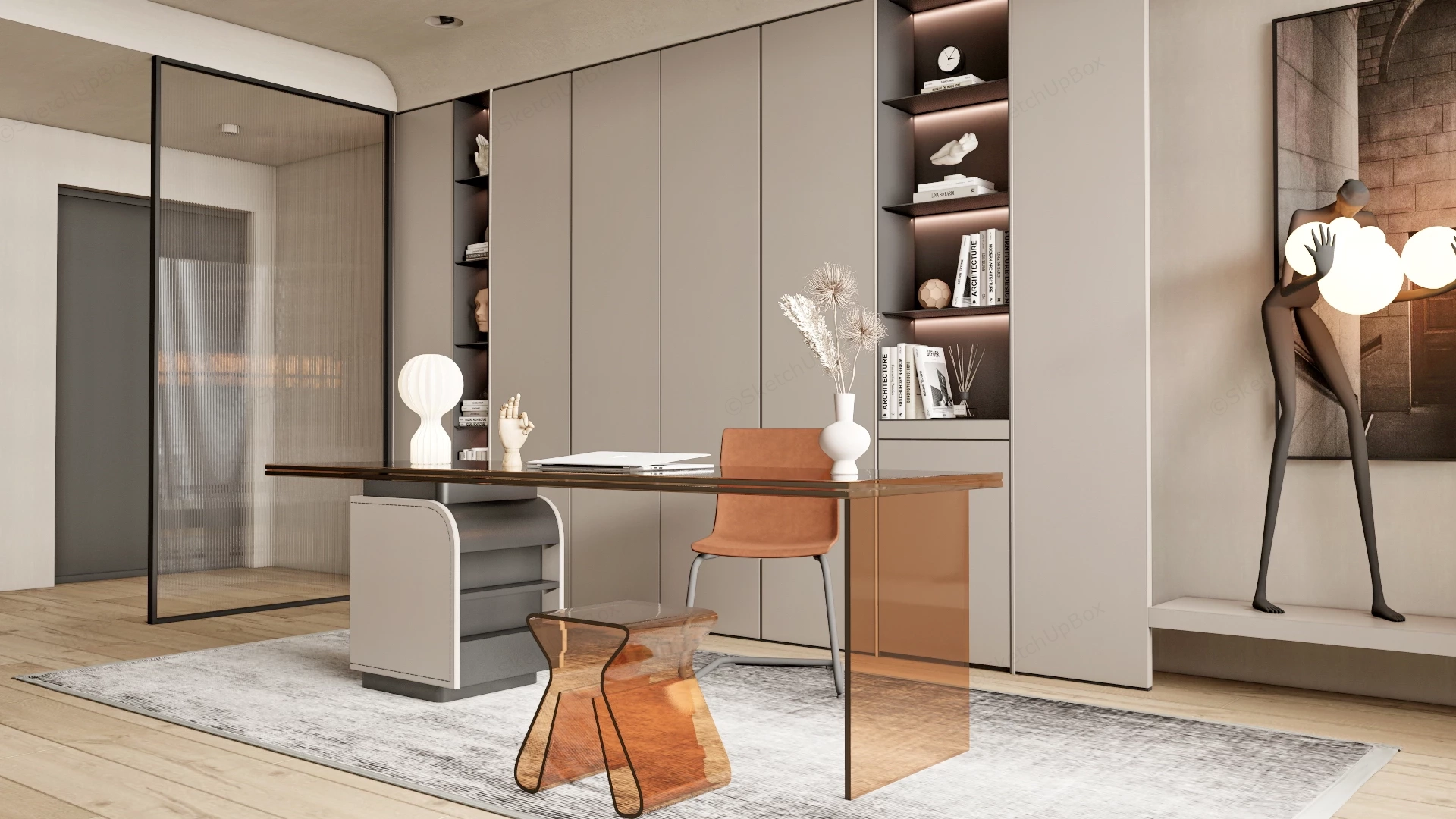 Modern Luxury Home Office Design sketchup model preview - SketchupBox