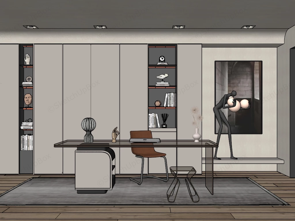 Modern Luxury Home Office Design sketchup model preview - SketchupBox