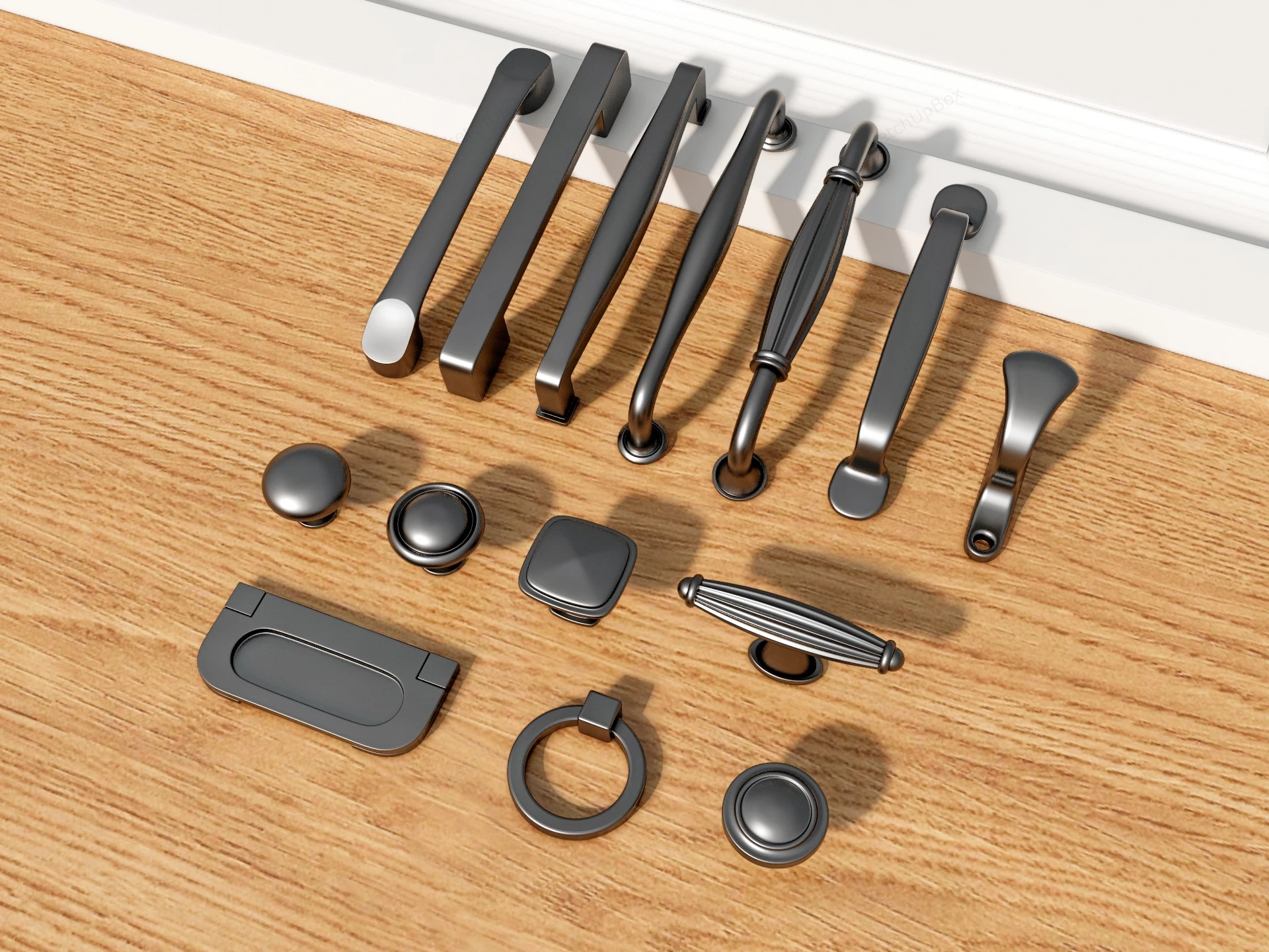 Black Drawer Handles And Pulls sketchup model preview - SketchupBox