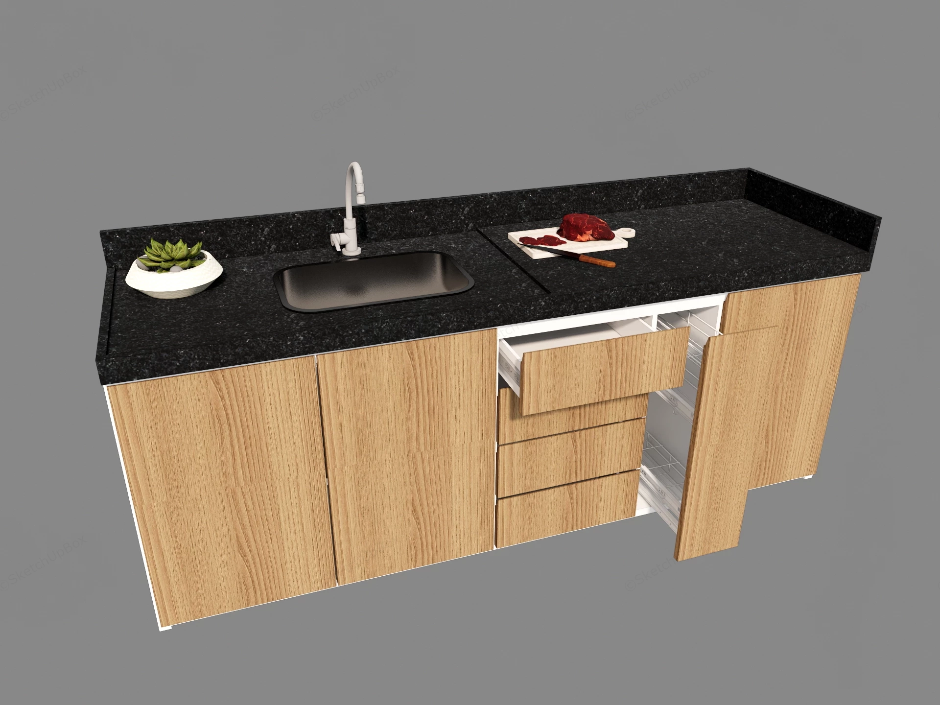 Kitchen Sink With Cabinet Unit sketchup model preview - SketchupBox