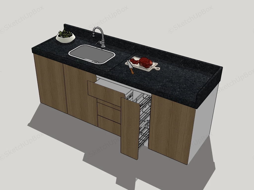 Kitchen Sink With Cabinet Unit sketchup model preview - SketchupBox