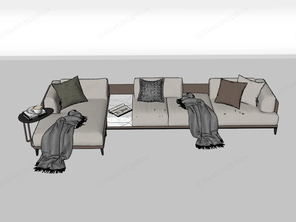 Contemporary Sofa Sectional With Chaise sketchup model preview - SketchupBox