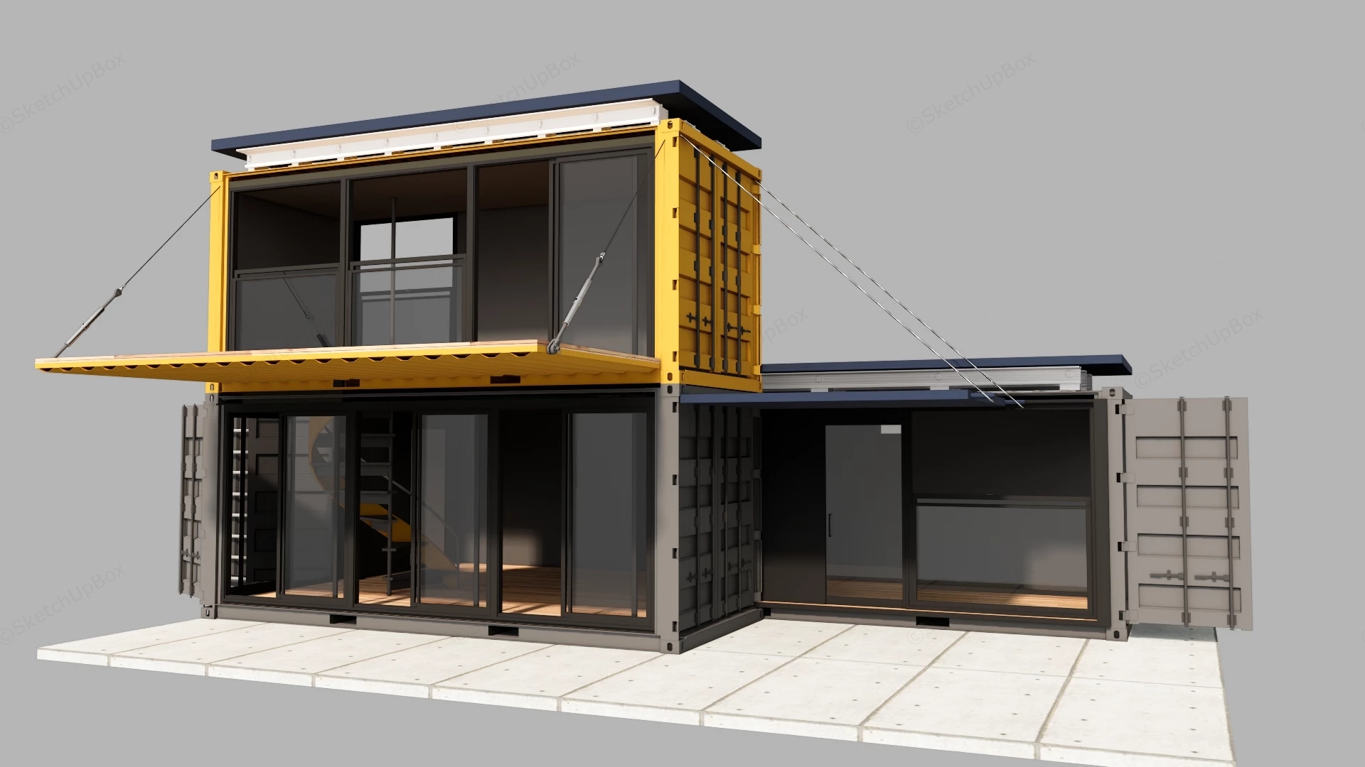Freight Container Home sketchup model preview - SketchupBox