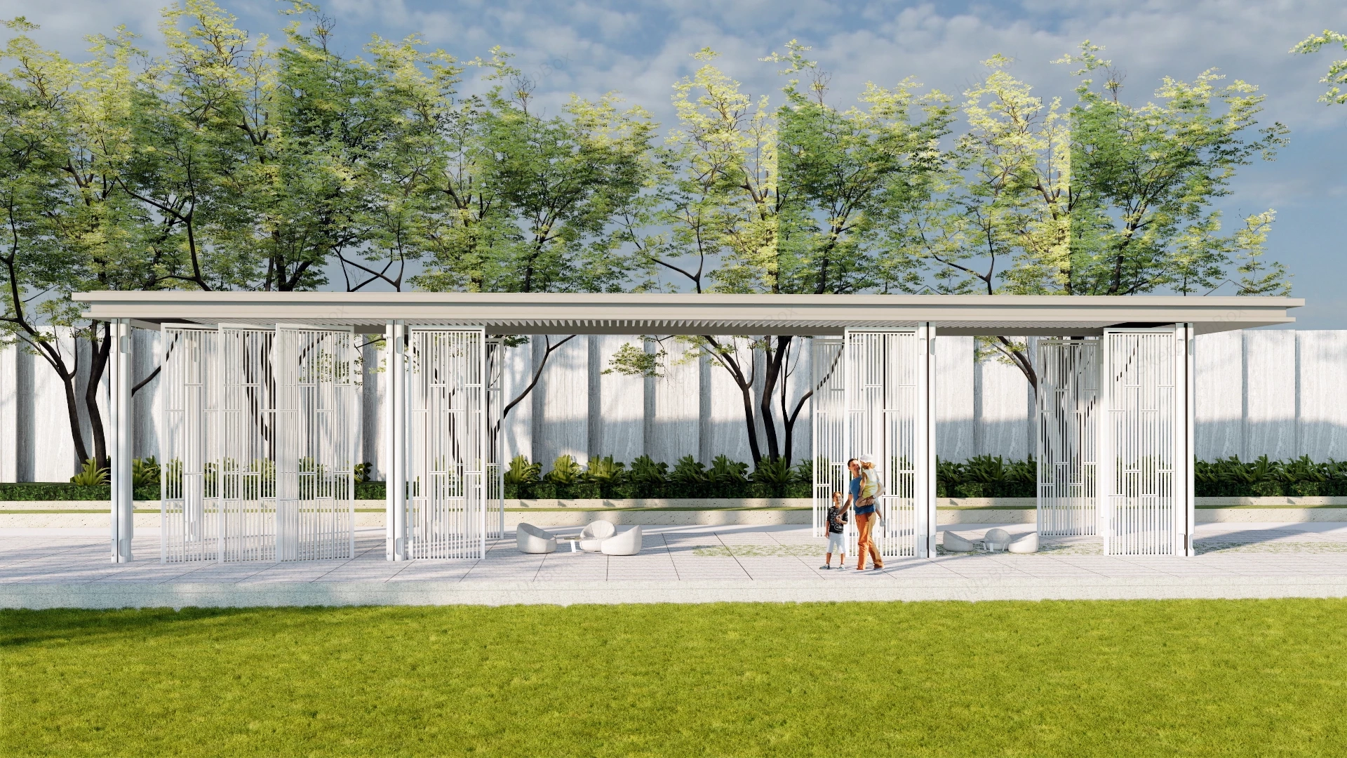Public Park Pergola sketchup model preview - SketchupBox