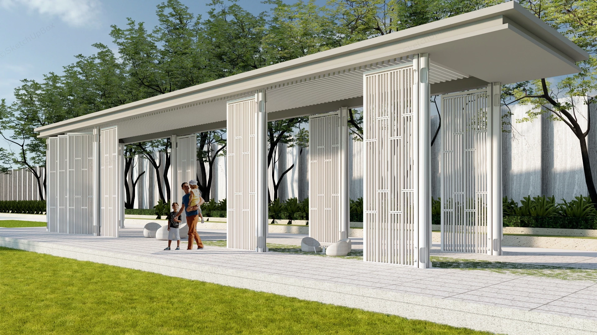 Public Park Pergola sketchup model preview - SketchupBox