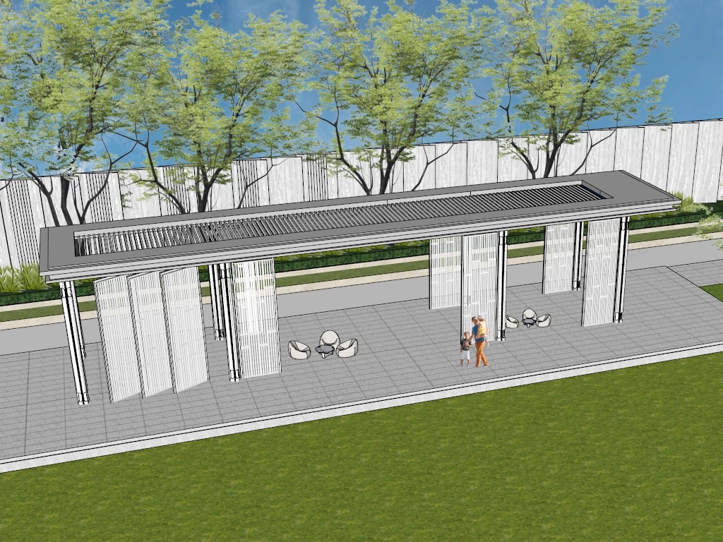 Public Park Pergola sketchup model preview - SketchupBox