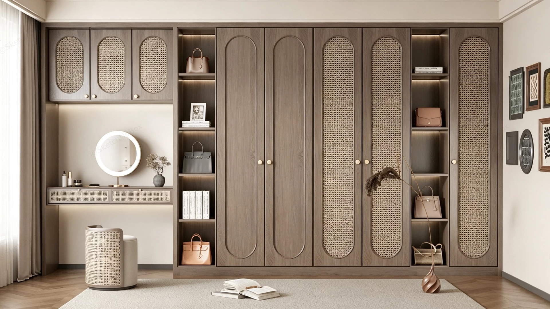 Modern Zen Dressing Room Closet sketchup model preview - SketchupBox