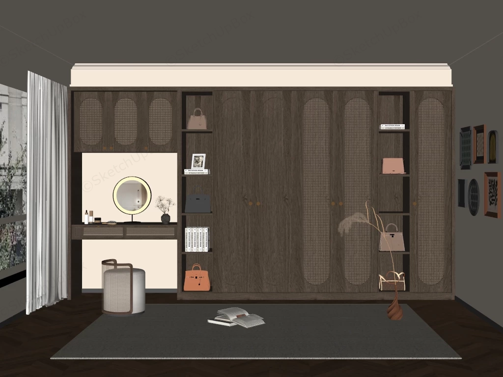 Modern Zen Dressing Room Closet sketchup model preview - SketchupBox