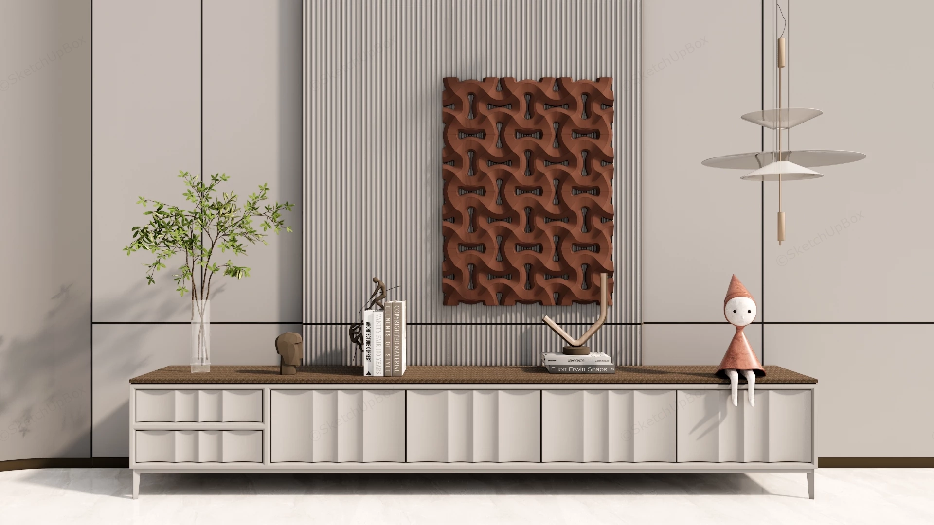 Low Sideboard Accent Wall sketchup model preview - SketchupBox