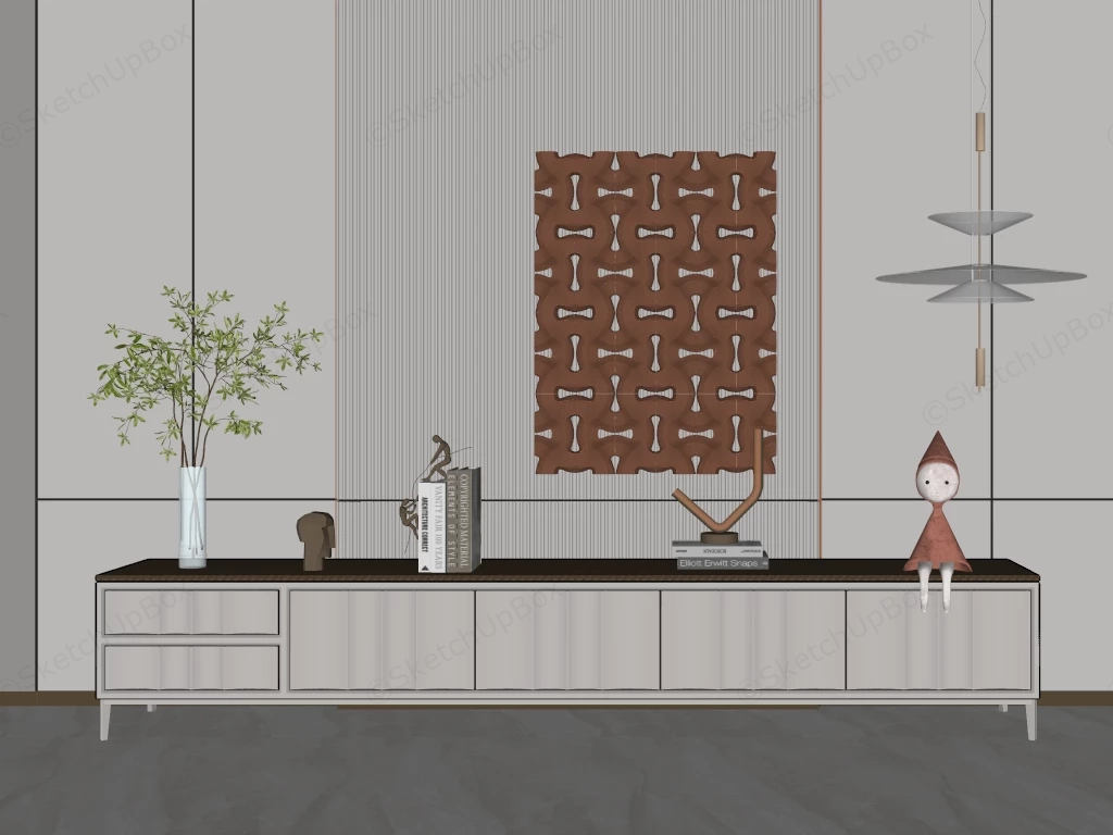 Low Sideboard Accent Wall sketchup model preview - SketchupBox