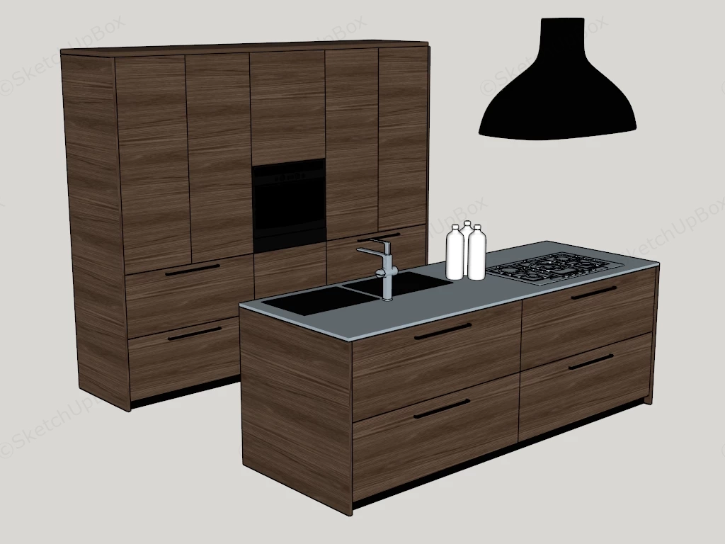 Kitchen Cabinet With Island sketchup model preview - SketchupBox