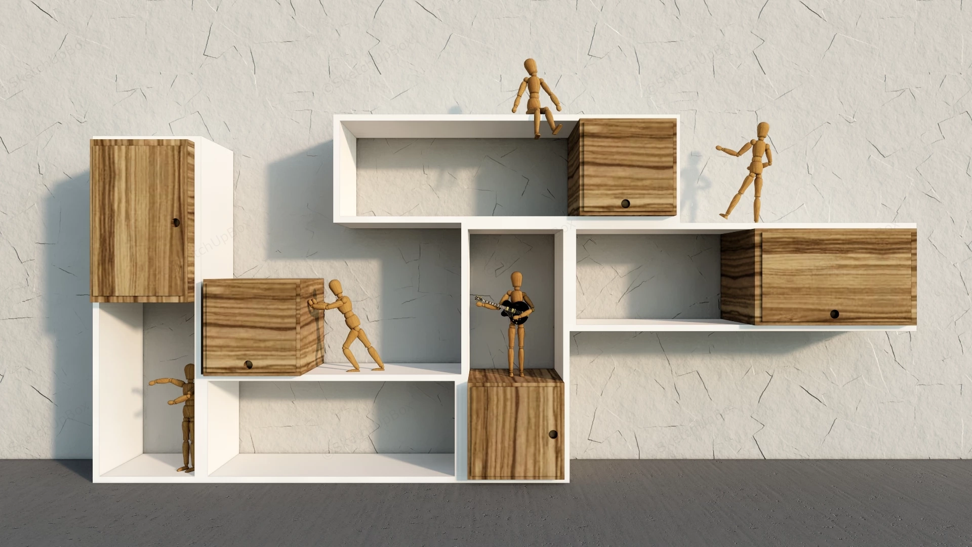 Art Deco Wood Bookcase sketchup model preview - SketchupBox