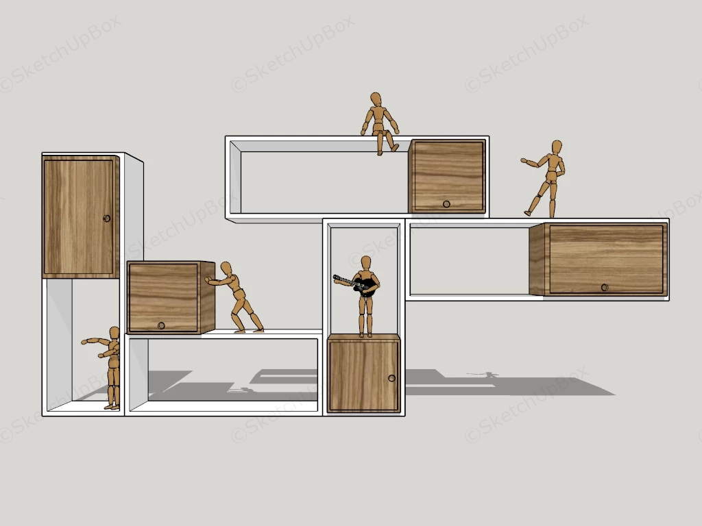 Art Deco Wood Bookcase sketchup model preview - SketchupBox