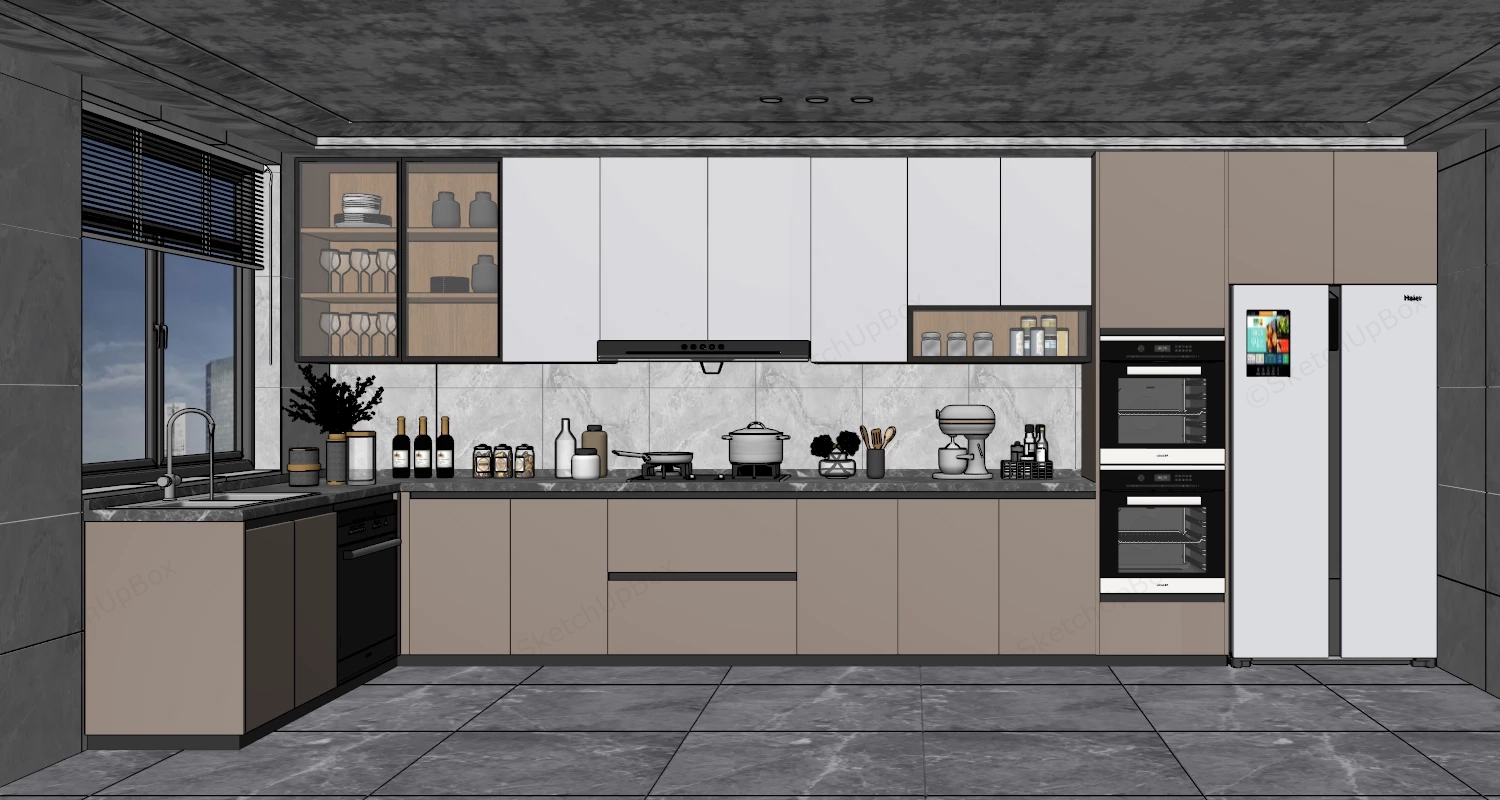 Modern Kitchen Room Design sketchup model preview - SketchupBox