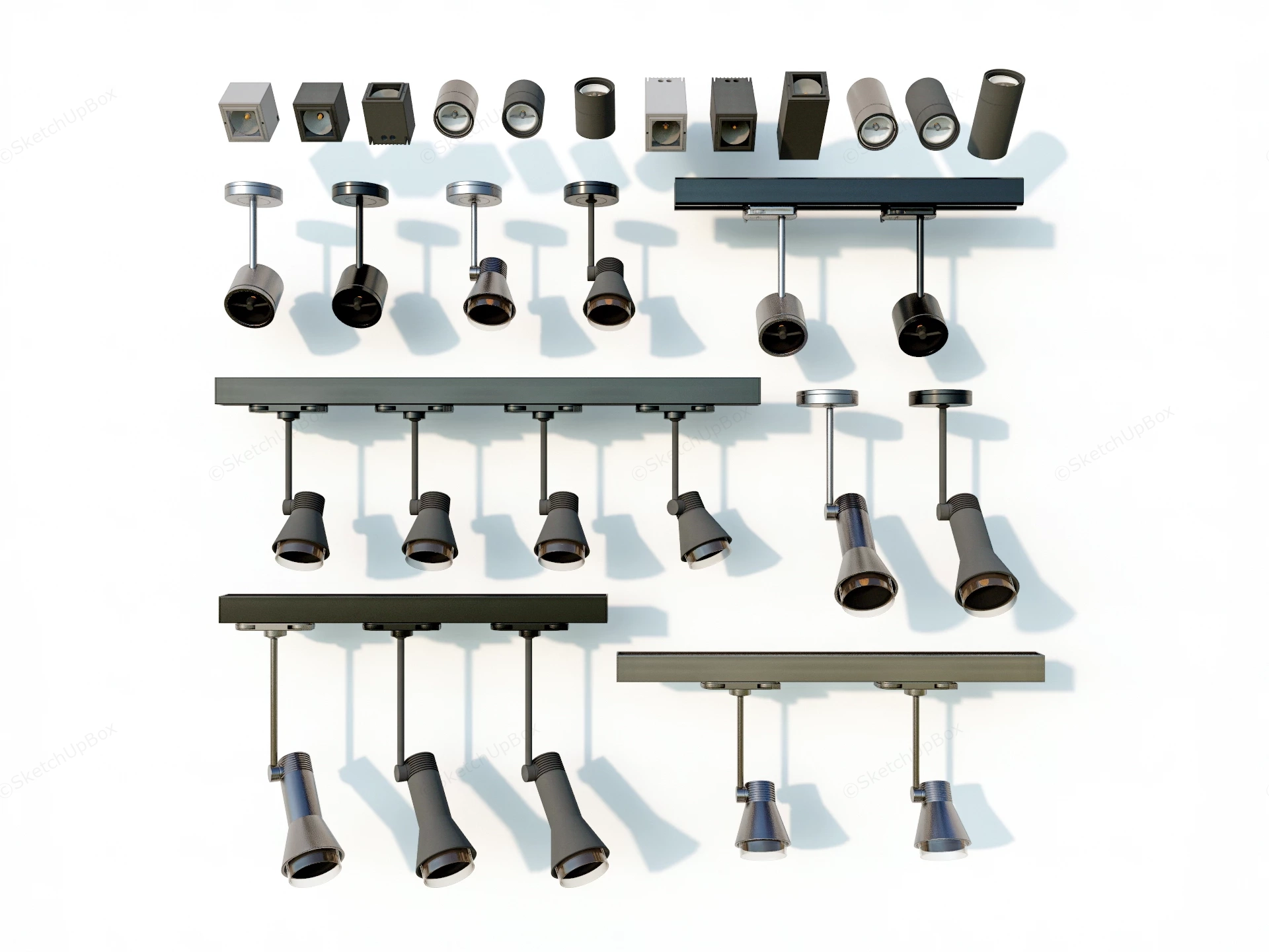 Modern Track Light Fixtures sketchup model preview - SketchupBox