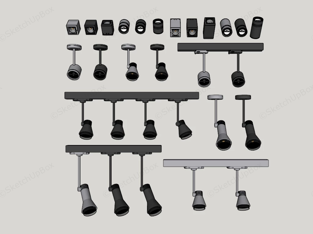 Modern Track Light Fixtures sketchup model preview - SketchupBox