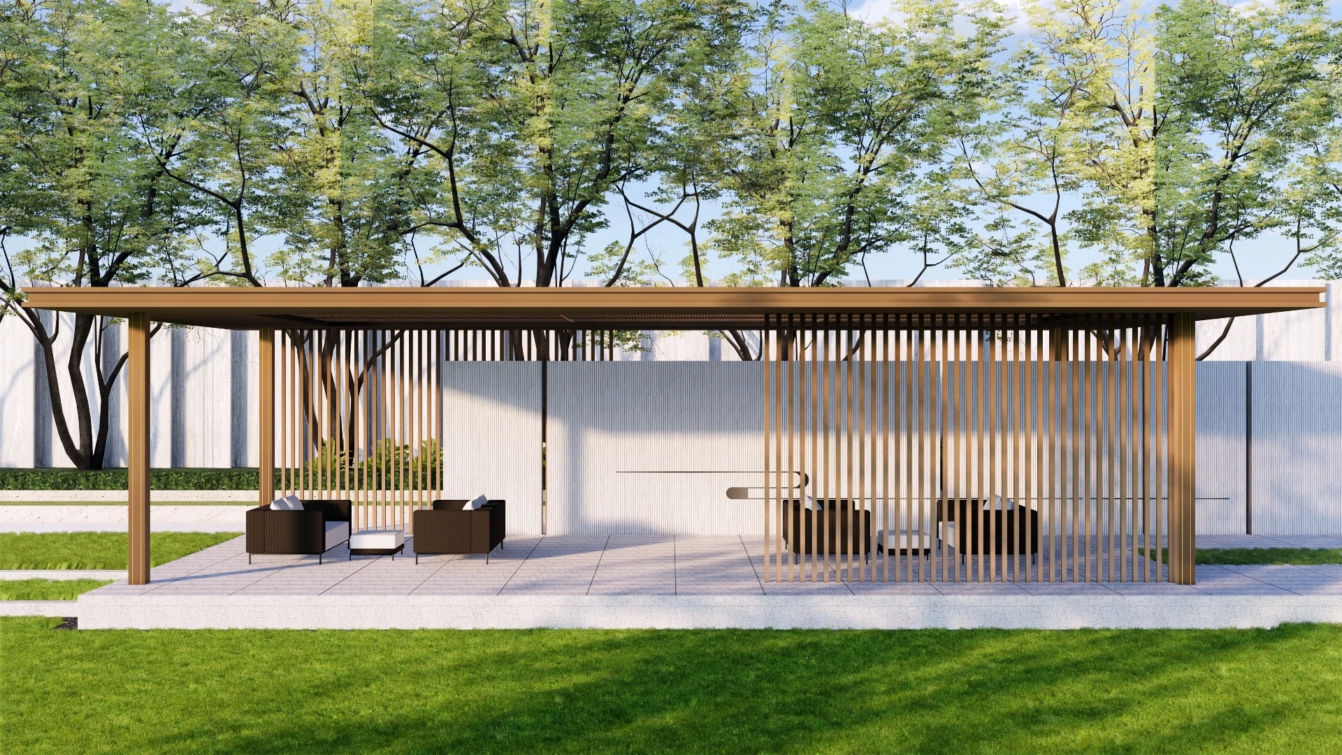 Outdoor Pavilion Structure sketchup model preview - SketchupBox