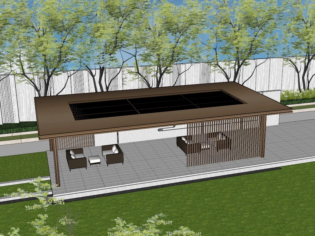 Outdoor Pavilion Structure sketchup model preview - SketchupBox