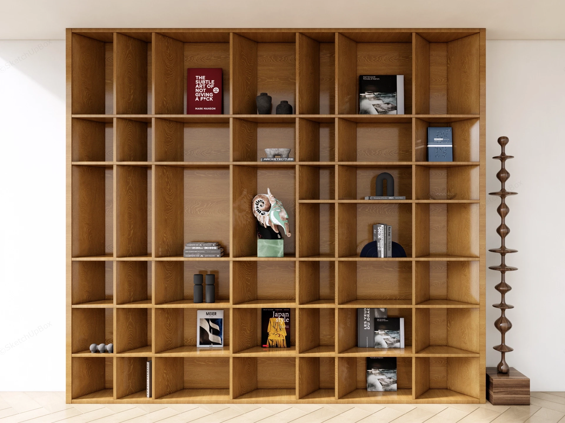 Full Wall Bookcase sketchup model preview - SketchupBox