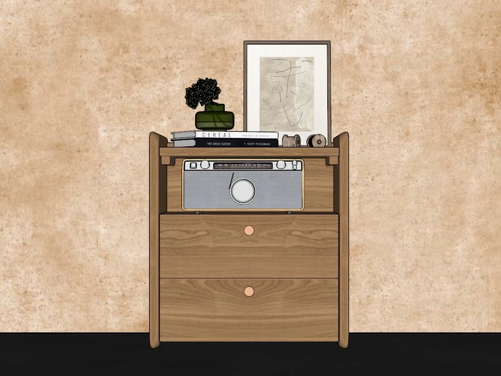 Modern Wood NightStand sketchup model preview - SketchupBox