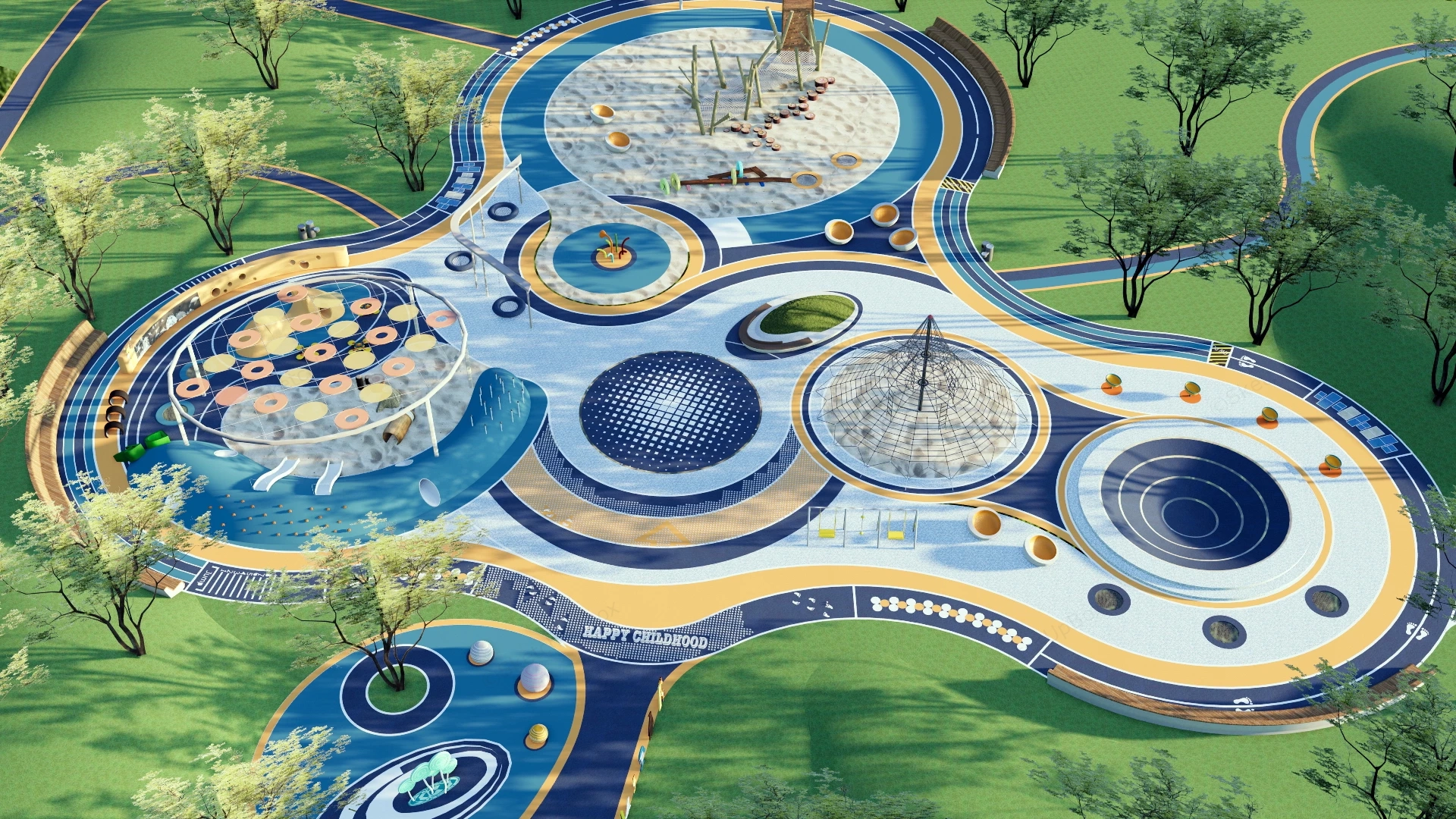 Outdoor Playground Park sketchup model preview - SketchupBox