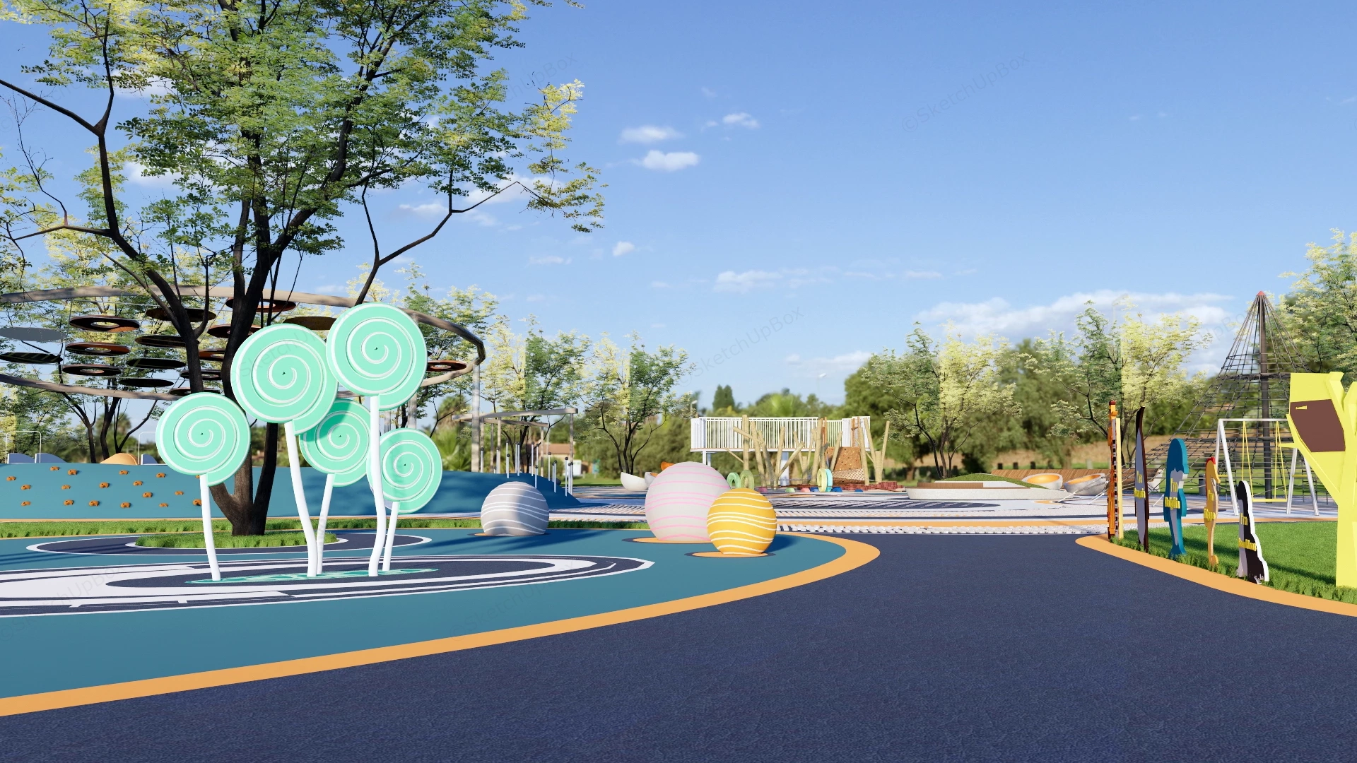 Outdoor Playground Park sketchup model preview - SketchupBox